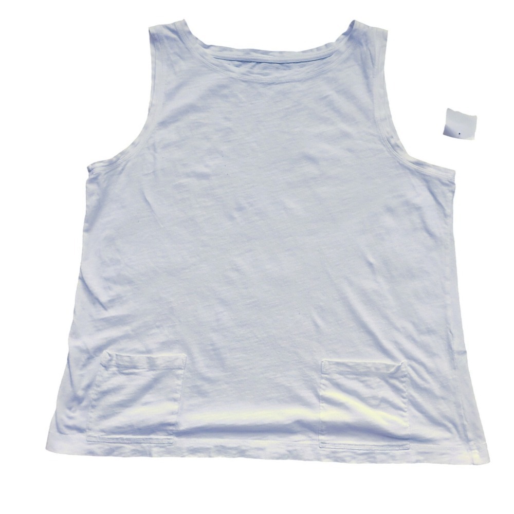 NWOT Eileen Fisher Organic Cotton White Sleeveless Pocket Tank Top - Size S